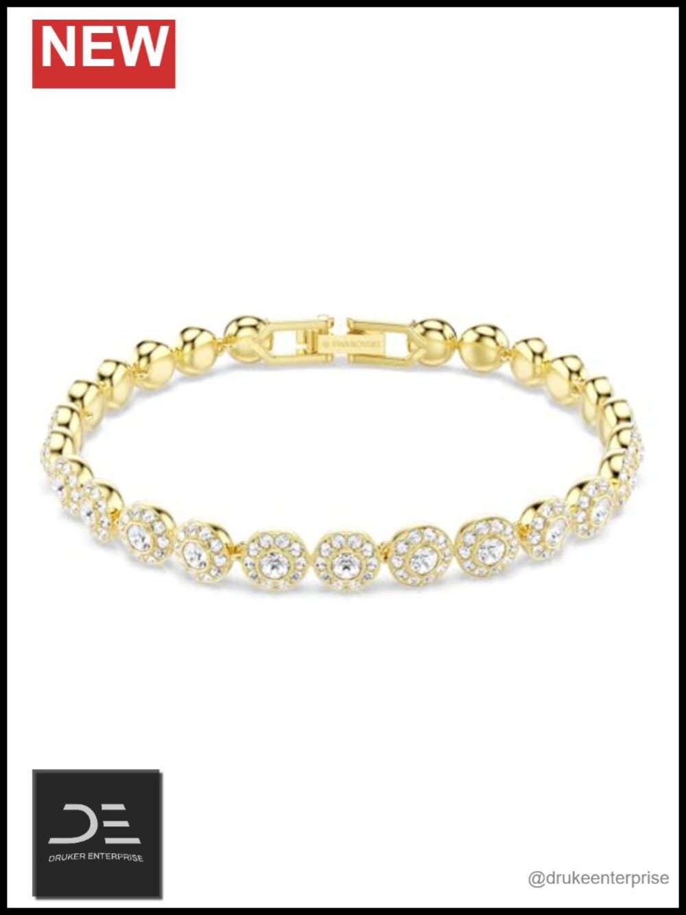 Gold Plated Round Cut Crystal Bracelet Bangle
